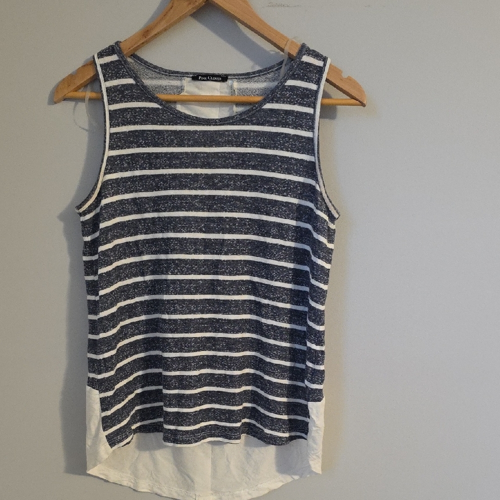 Pink Clover Navy and White Striped Tank Top M